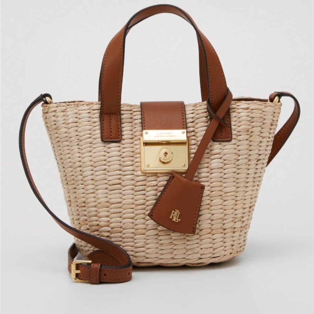 Ralph Lauren Structured Straw Mini Reese Tote